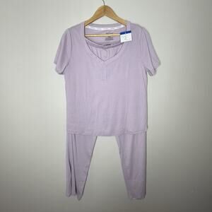 Live 2 Lounge 2 Piece Pajama Set Short Sleeve Shirt Pants Womens Large Comfy